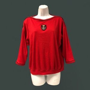 VINTAGE LAND’n SEA Nautical Cruise ware Red‎ Top USA MADE WOMENS Small
